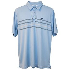 TravisMathew Corona Premier Golf Polo Shirt Men's Large Blue Striped Performance